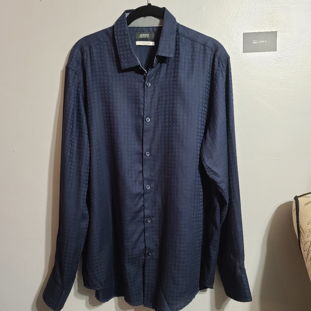 Alfani Long Sleeve Regular Fit Blue Dress Shrt SZM
